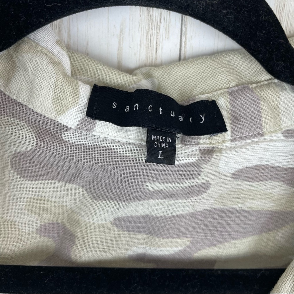 Sanctuary Anthropologie camo linen blend neutral top - Picture 2 of 6